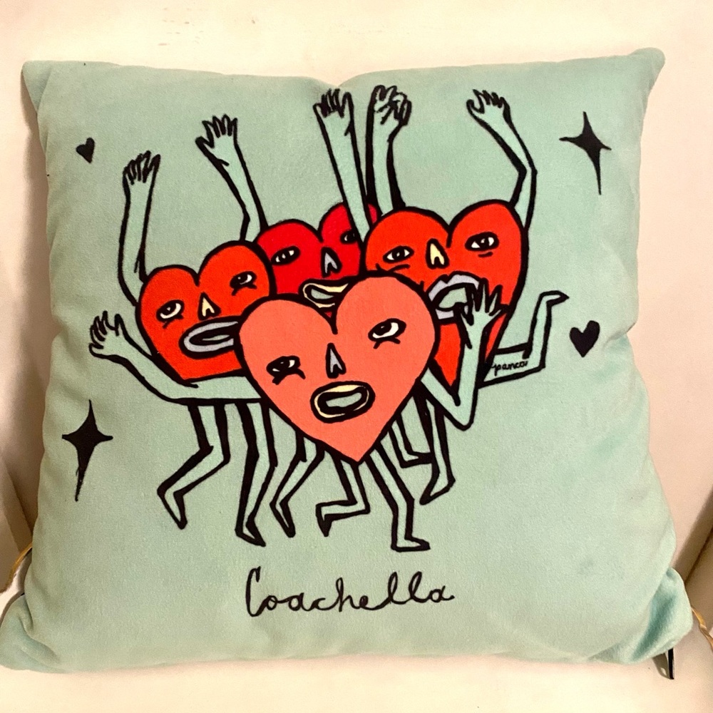 Coachella Festival Green and Black Velvet Pillow